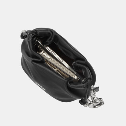 CDB67-Faye Mini Drawstring Bag with Ruching-Sv/Black