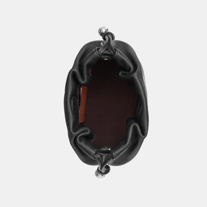 CDB67-Faye Mini Drawstring Bag with Ruching-Sv/Black