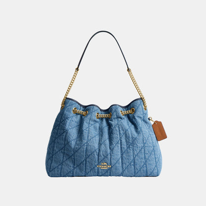 CDC02-Evelyn Shoulder Bag in Regenerative Cotton with Quilting-Im/Indigo