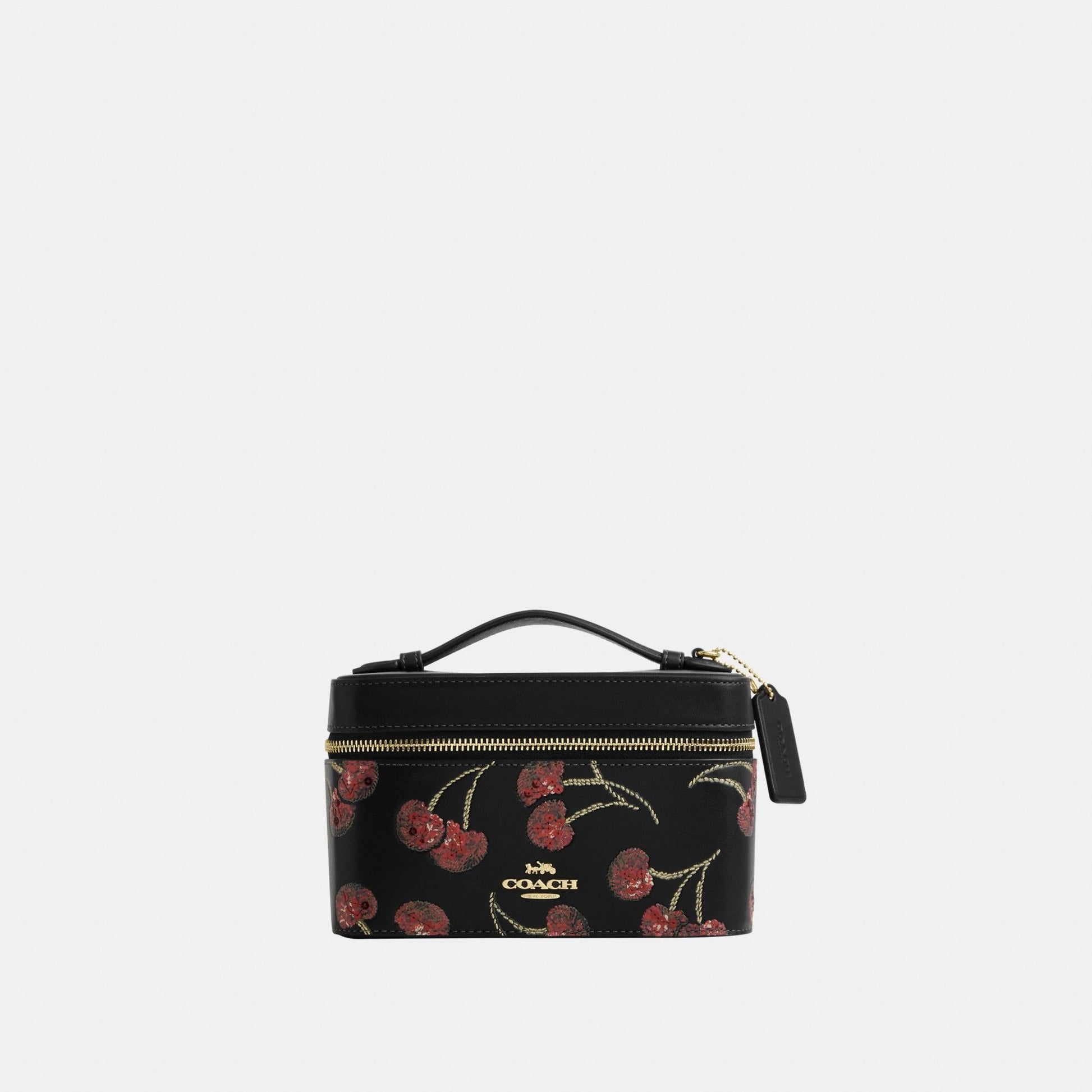 CDC13-Cosmetic Case with Cherry Print-Im/Black Multi