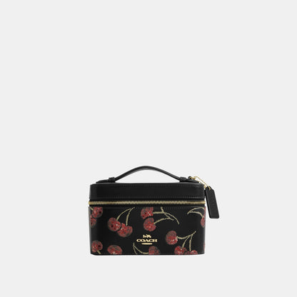 CDC13-Cosmetic Case with Cherry Print-Im/Black Multi