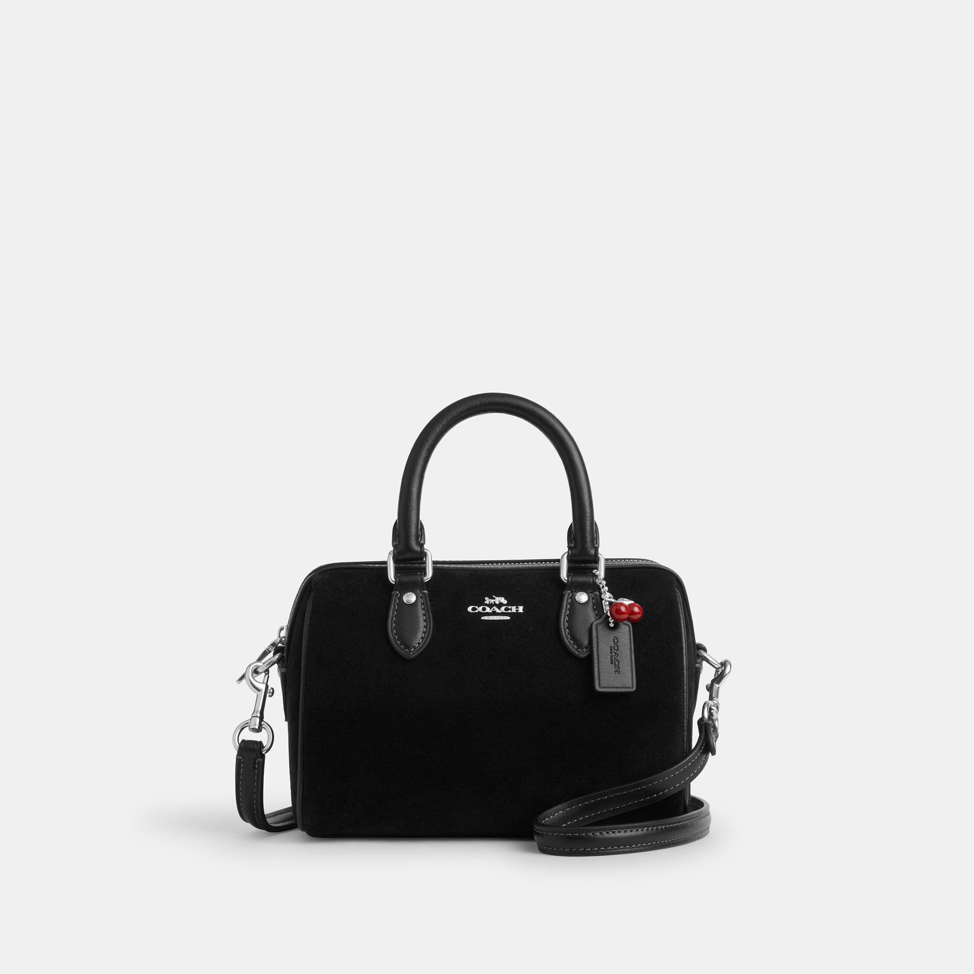 CDC93-Mini Rowan Crossbody Bag with Cherry Charm-Sv/Black