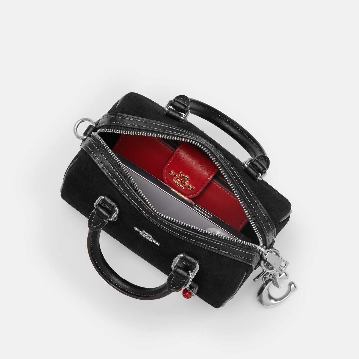 CDC93-Mini Rowan Crossbody Bag with Cherry Charm-Sv/Black