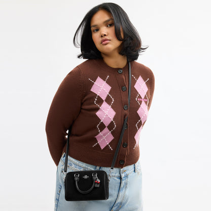 CDC93-Mini Rowan Crossbody Bag with Cherry Charm-Sv/Black