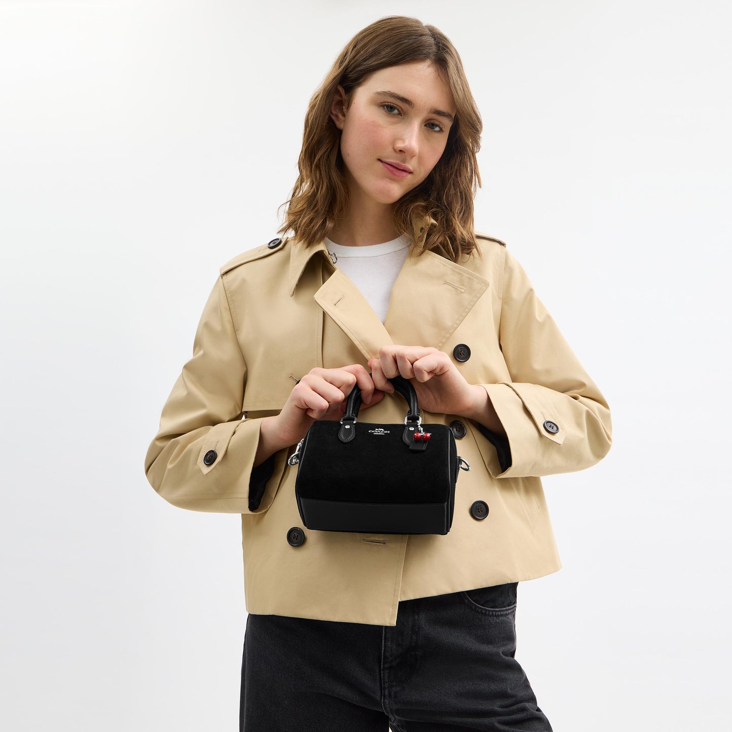 CDC93-Mini Rowan Crossbody Bag with Cherry Charm-Sv/Black