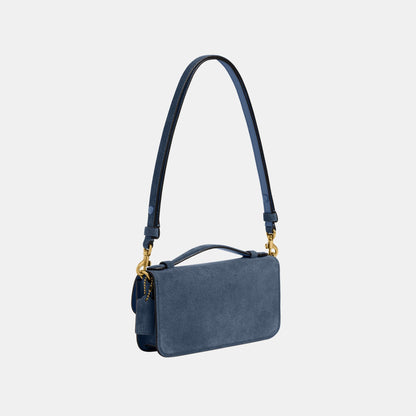 CDD59-Suede Elora Top Handle Crossbody Bag-B4/Light Denim