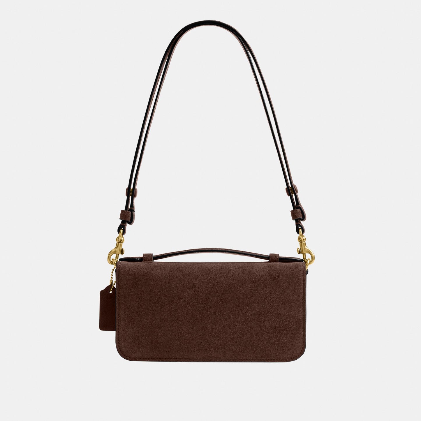 CDD59-Suede Elora Top Handle Crossbody Bag-B4/Dark Chocolate