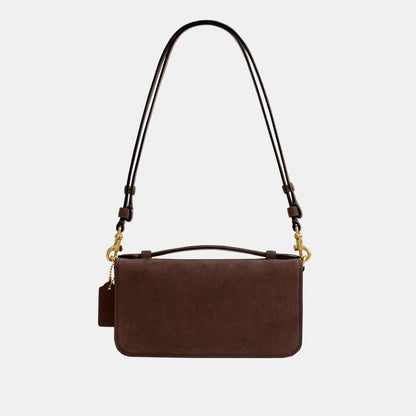 CDD59-Suede Elora Top Handle Crossbody Bag-B4/Dark Chocolate