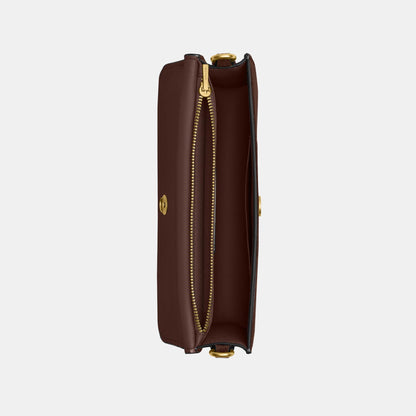 CDD59-Suede Elora Top Handle Crossbody Bag-B4/Dark Chocolate