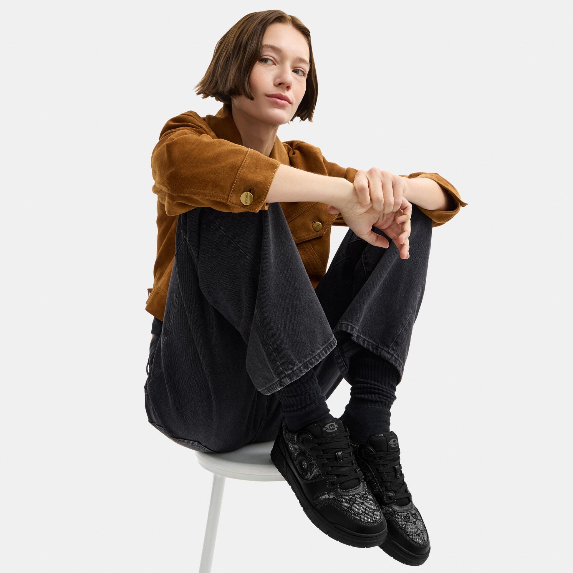 CDE26-Soho Sneaker in Crystal Signature Jacquard-Black