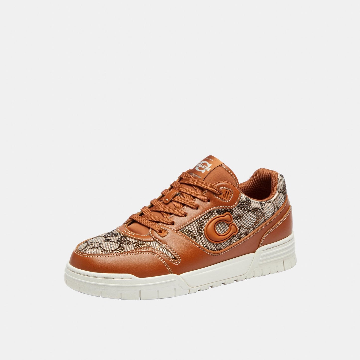 CDE26-Soho Sneaker in Crystal Signature Jacquard-Cocoa/Burnished Amber
