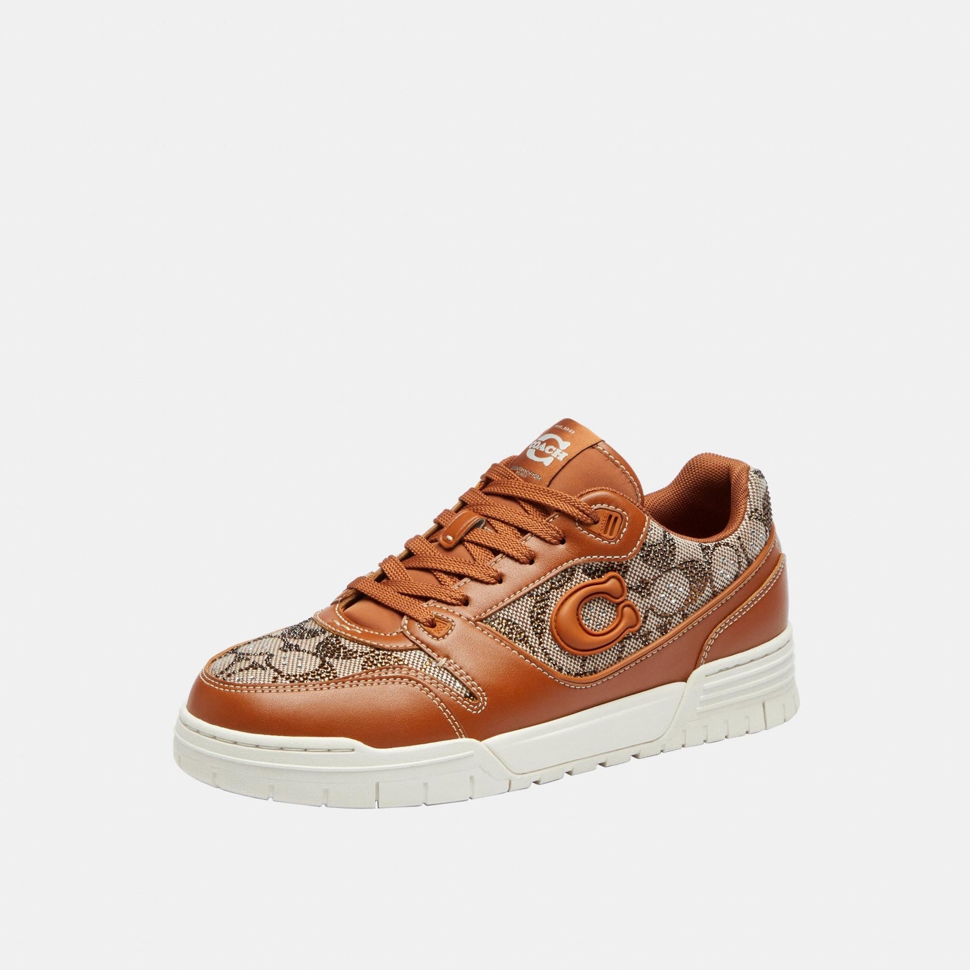 CDE26-Soho Sneaker in Crystal Signature Jacquard-Cocoa/Burnished Amber