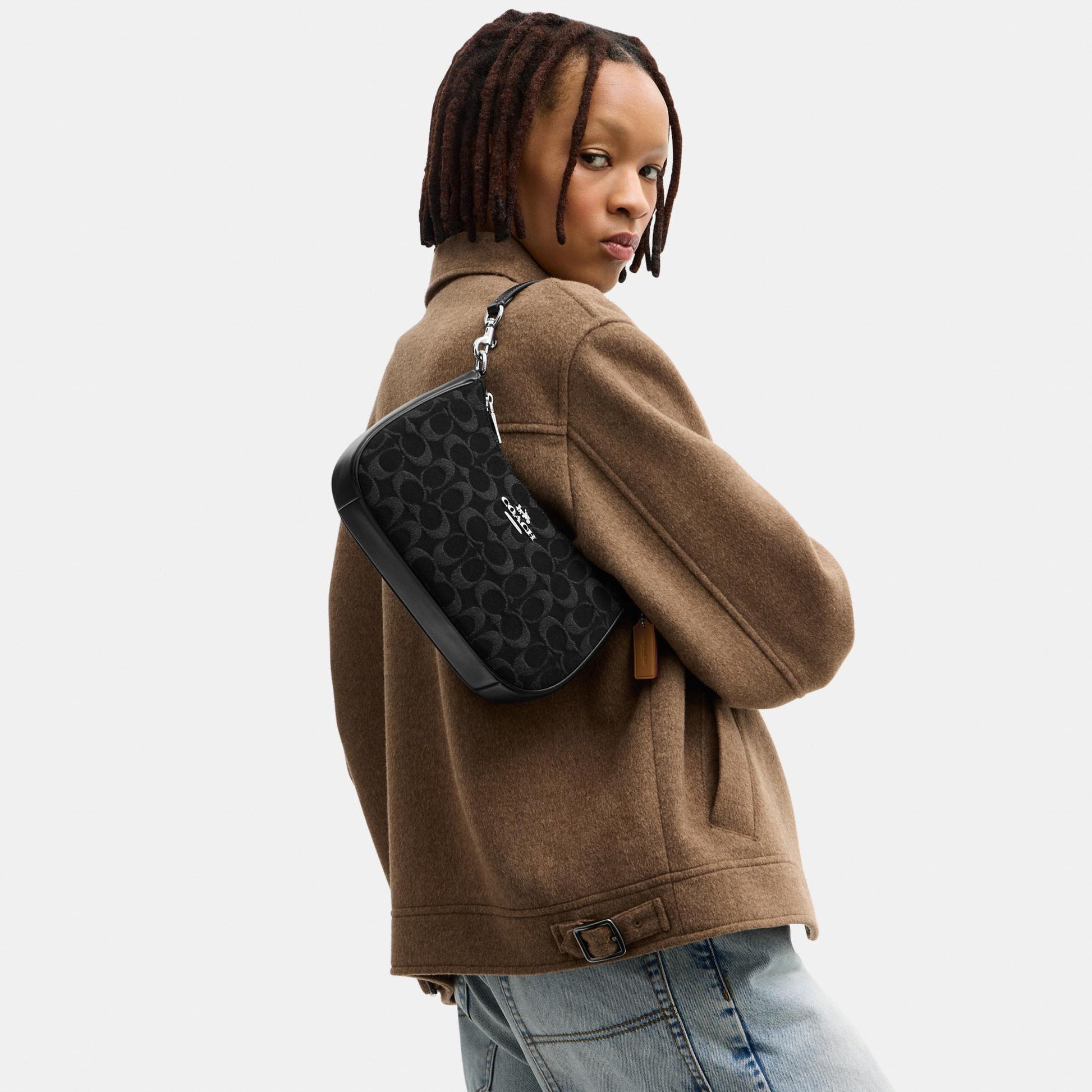 CDE43-Teri Shoulder Bag in Signature Denim-Sv/Black