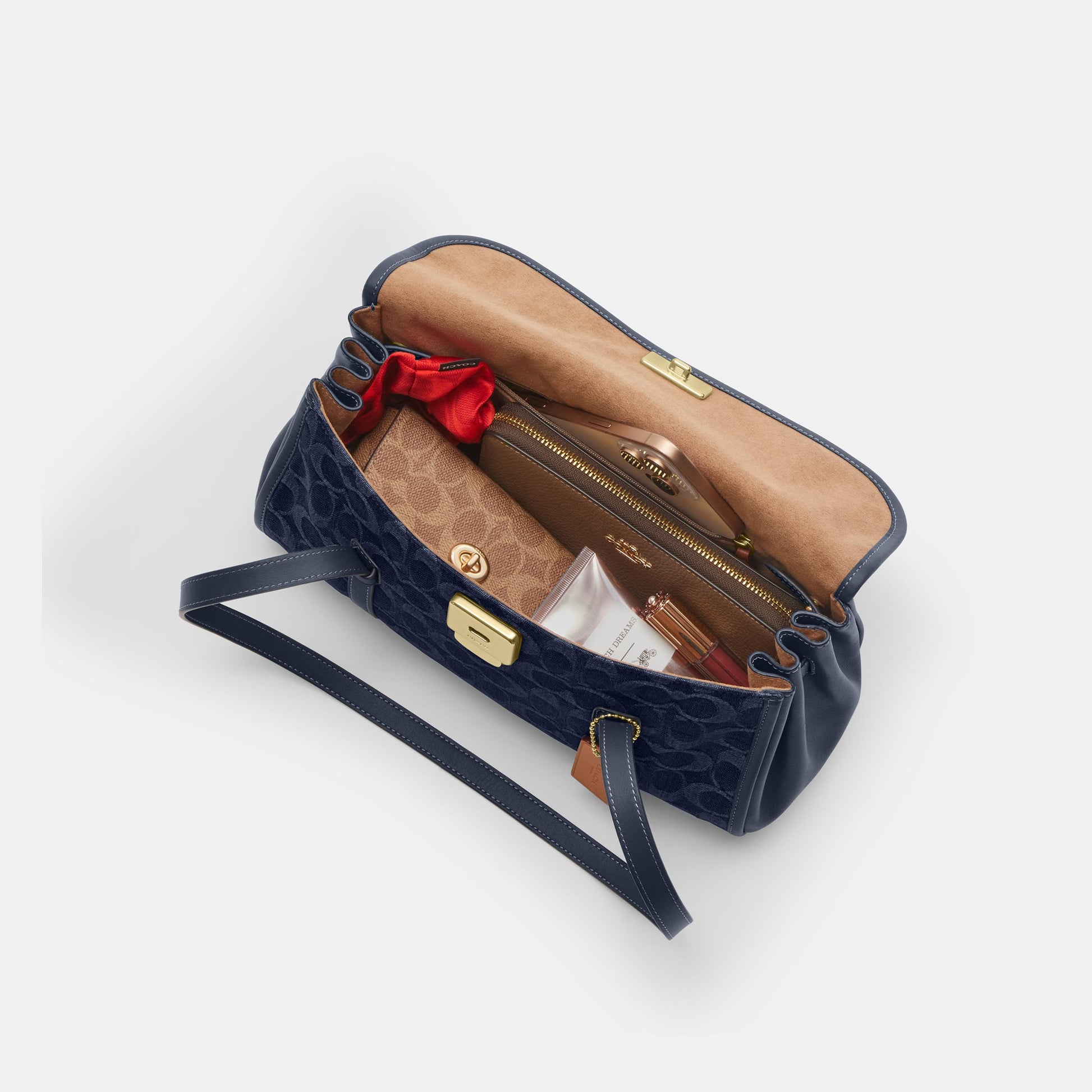 CDE94-Bridget Flap Shoulder Bag in Denim Signature-Im/Indigo