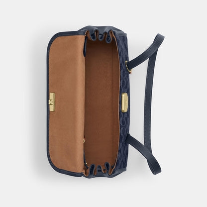 CDE94-Bridget Flap Shoulder Bag in Denim Signature-Im/Indigo