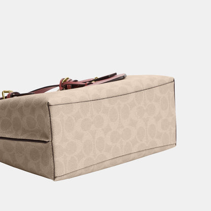 CDF03-Mollie Tote Bag 25 in Signature Canvas with Heart Charm-Im/Sand/Peony