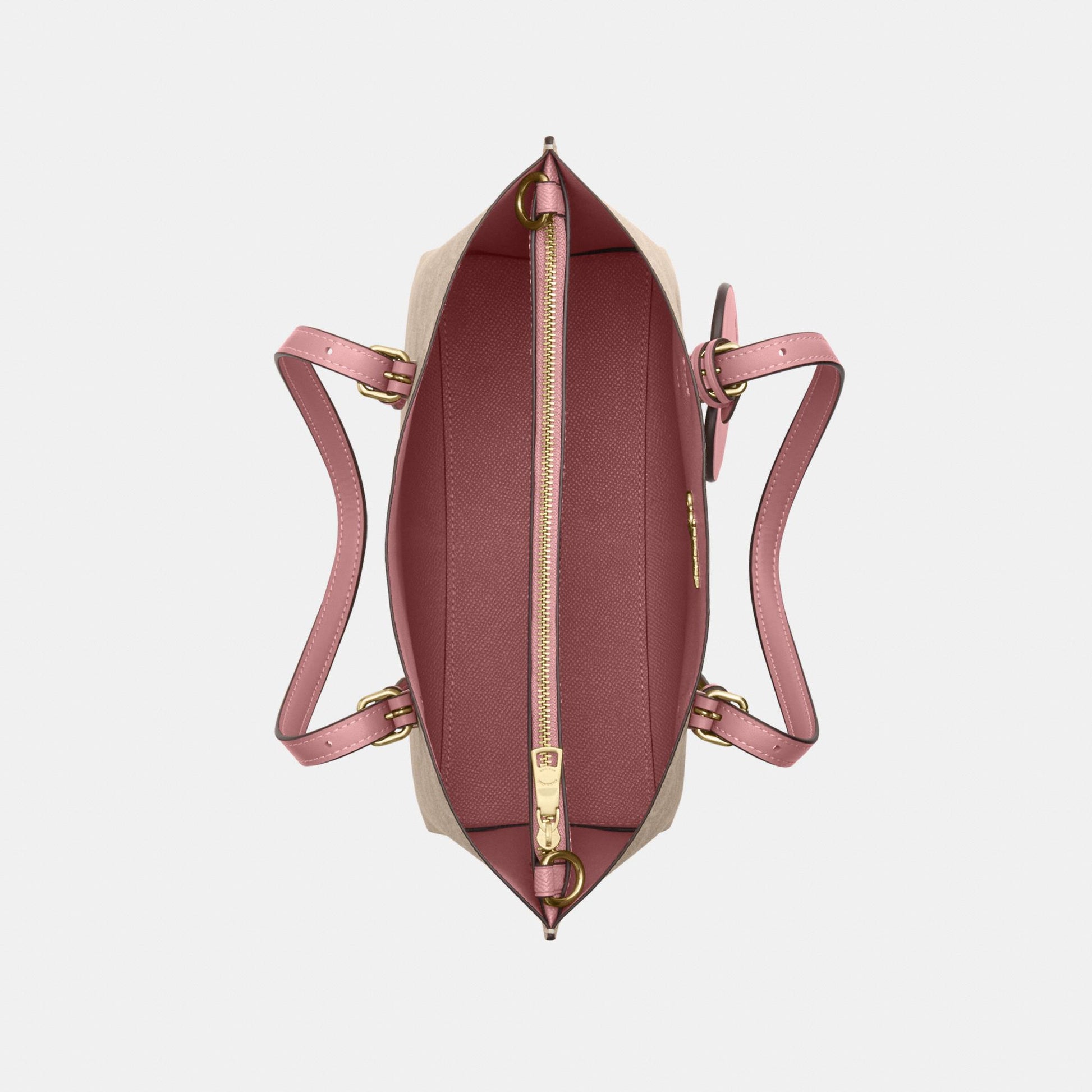 CDF03-Mollie Tote Bag 25 in Signature Canvas with Heart Charm-Im/Sand/Peony