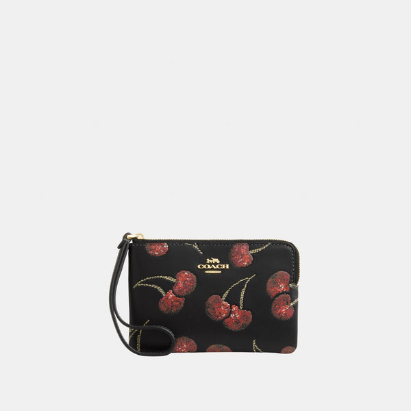 Corner Zip Wristlet with Cherry Print
