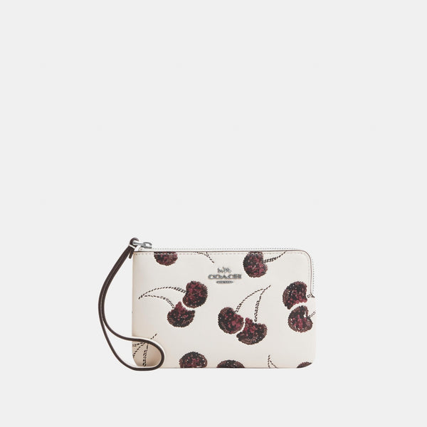 Corner Zip Wristlet with Cherry Print