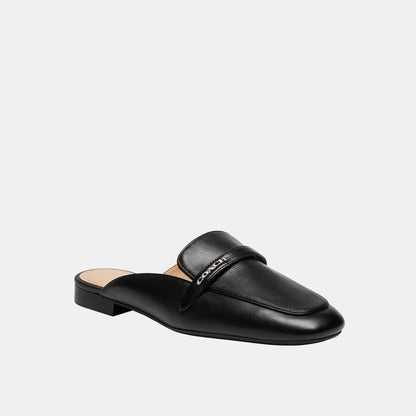 CDF52-Leather Backless Loafer-Black