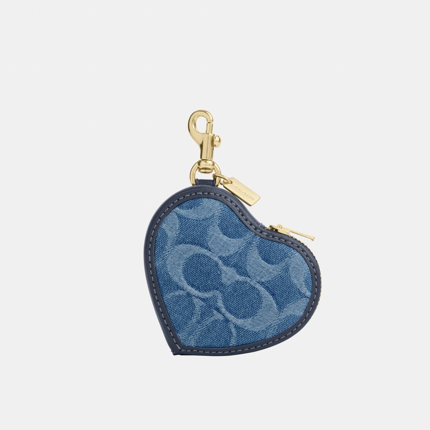 CDF55-Heart Bag Charm in Signature Denim-Im/Indigo