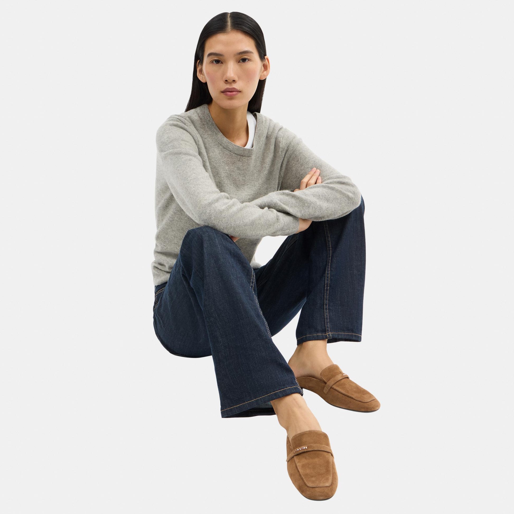 CDF58-Suede Backless Loafer-Coconut