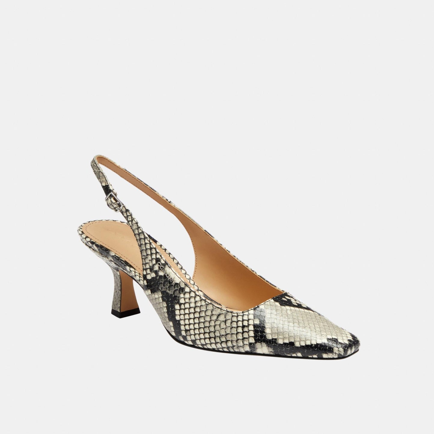 CDG08-Slingback Heel with Snake Print-Natural