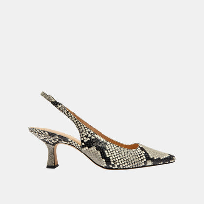 CDG08-Slingback Heel with Snake Print-Natural