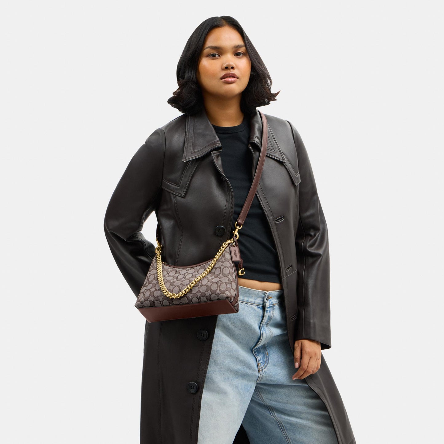 CDG71-Juliet Shoulder Bag 25 in Signature Jacquard-B4/Oak Maple