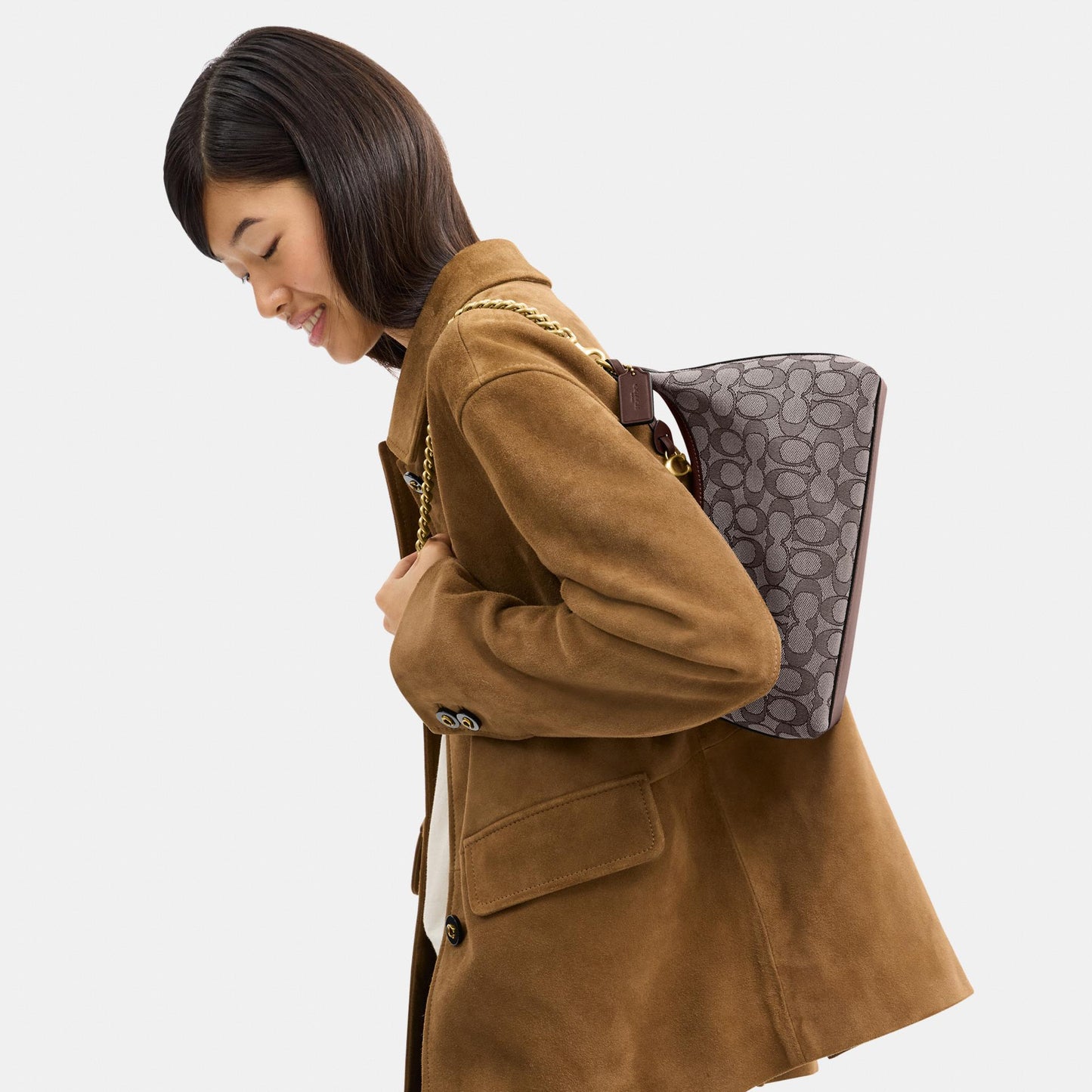 CDG71-Juliet Shoulder Bag 25 in Signature Jacquard-B4/Oak Maple