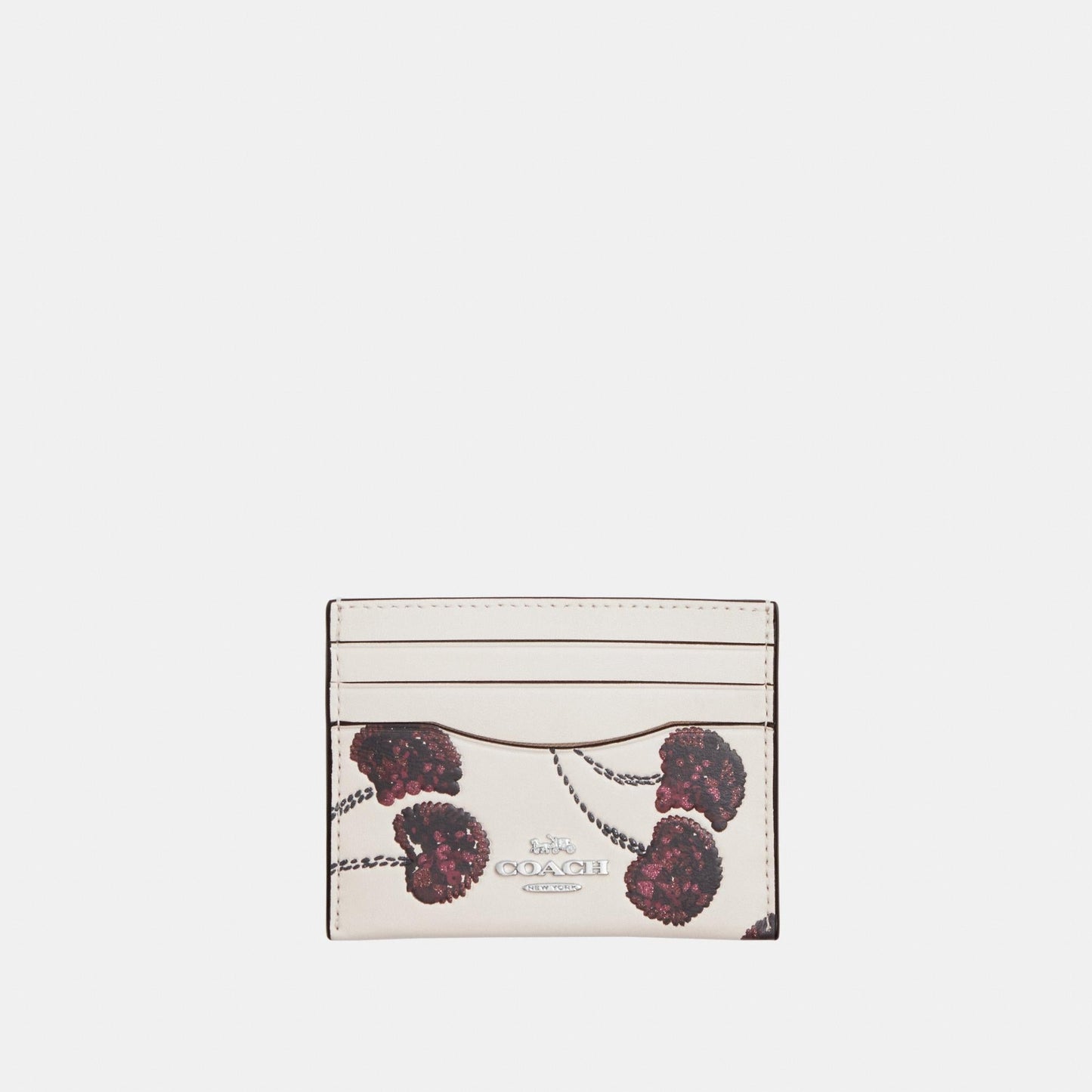 CDG88-Slim ID Card Case with Cherry Print-Sv/Chalk Multi