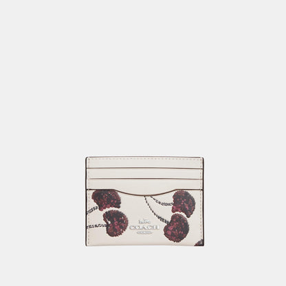 CDG88-Slim ID Card Case with Cherry Print-Sv/Chalk Multi