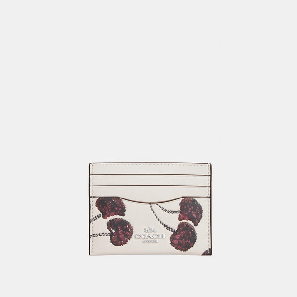 Slim ID Card Case with Cherry Print