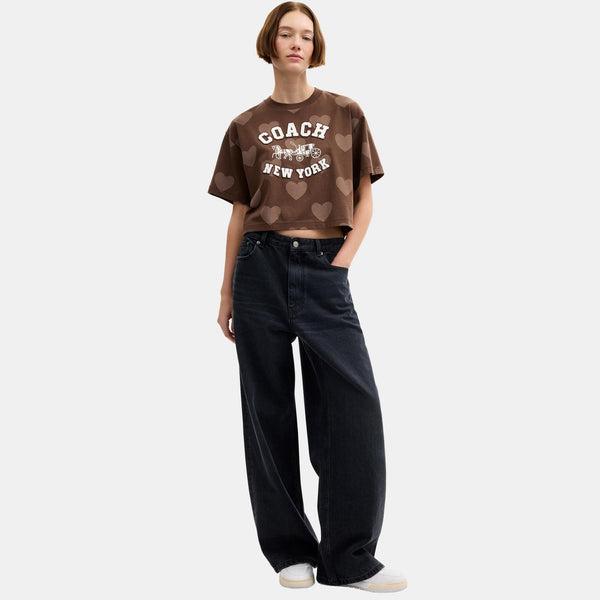 Cropped Horse and Carriage Heart T Shirt