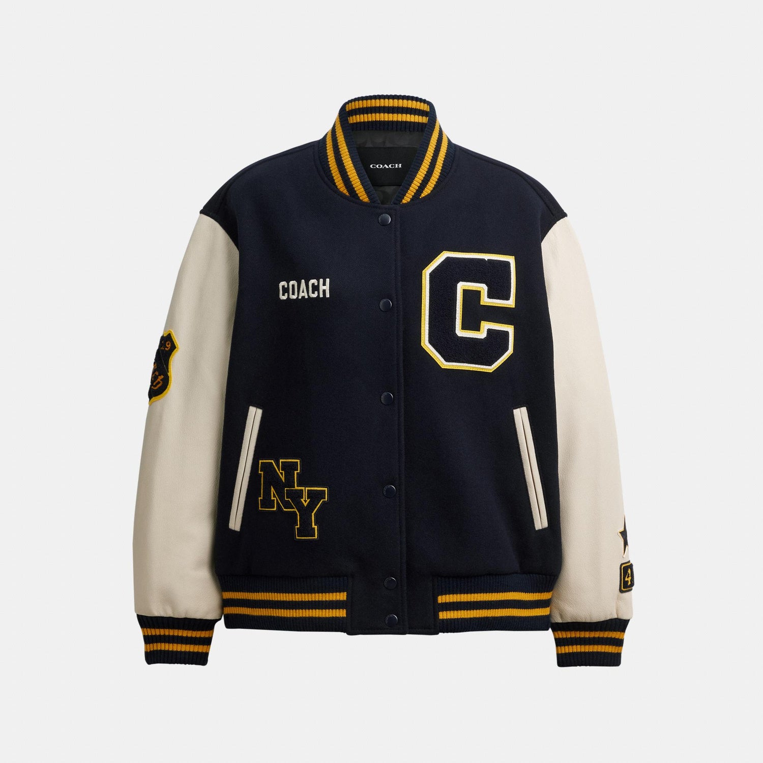 CDK37-Wool Varsity Jacket-Navy Blue