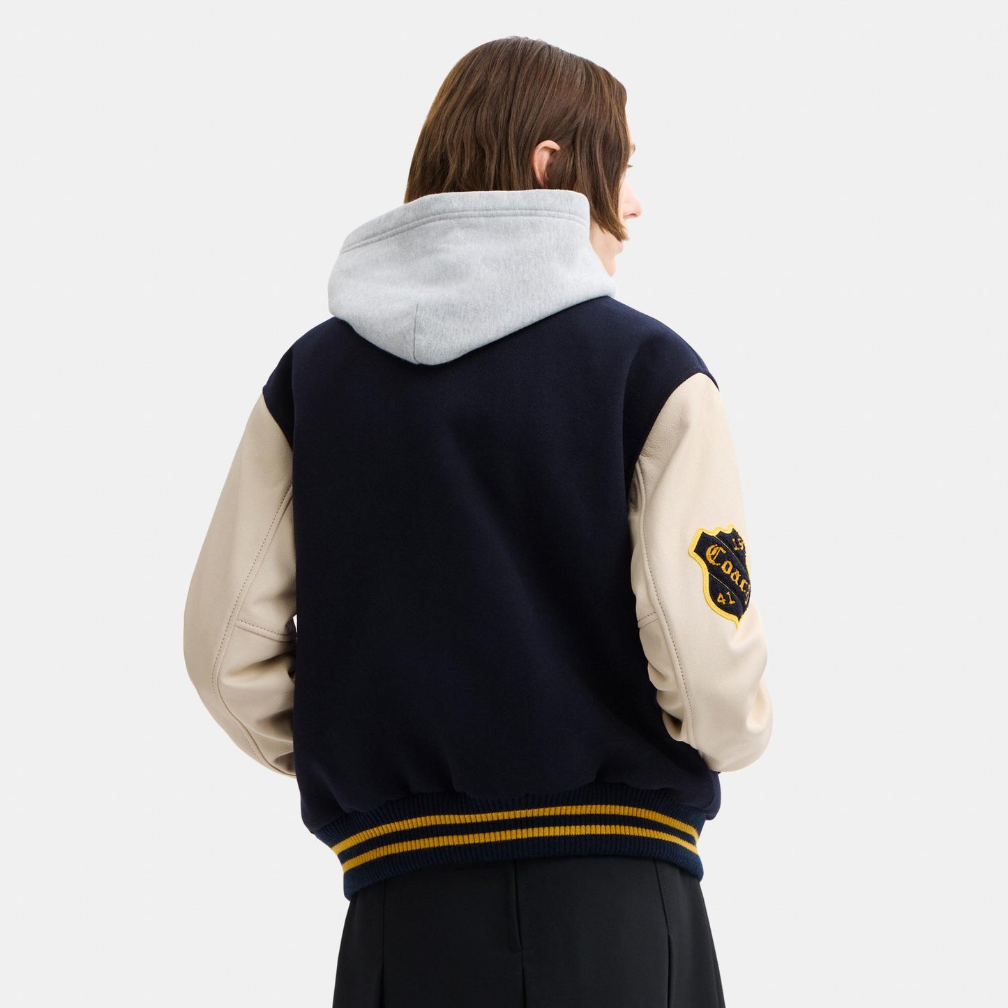 CDK37-Wool Varsity Jacket-Navy Blue