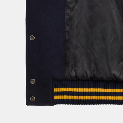 CDK37-Wool Varsity Jacket-Navy Blue