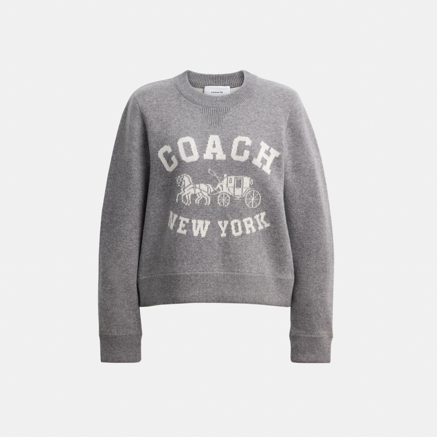 CDK86-Horse and Carriage Crewneck Sweater-Heather Grey