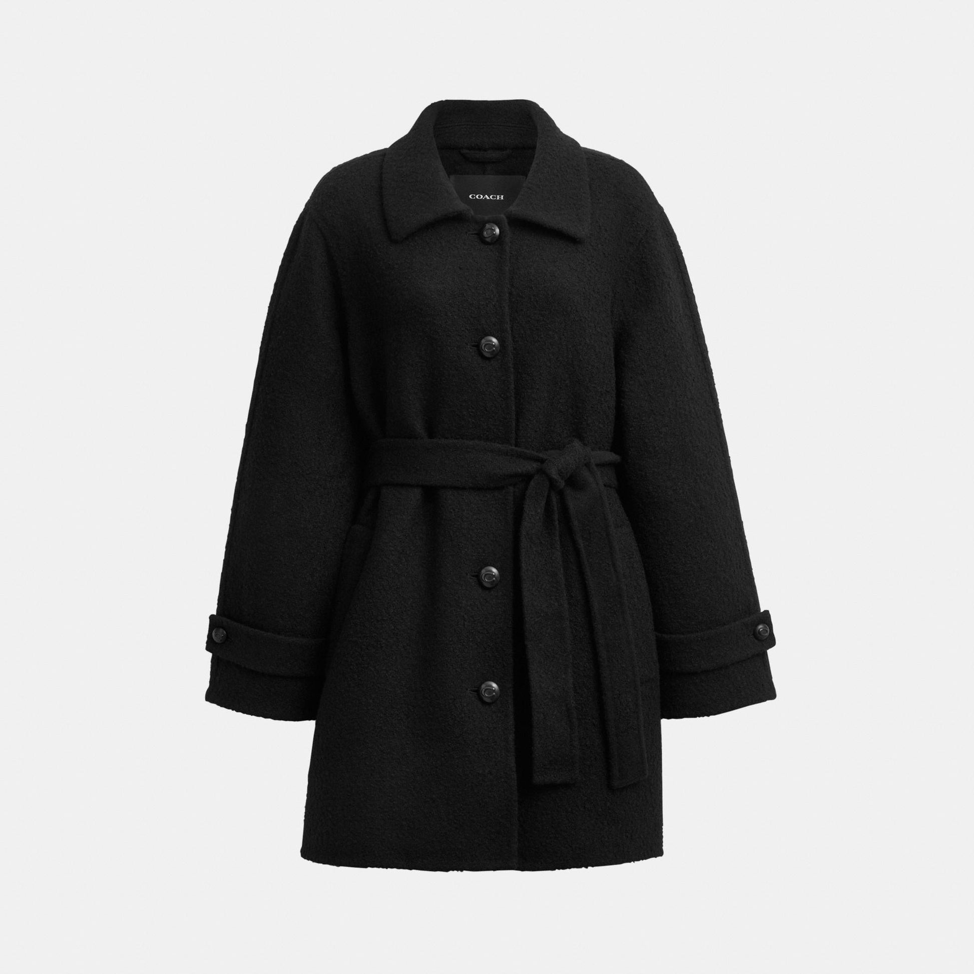 CDP58-A-Line Double Faced Wool Coat-Black