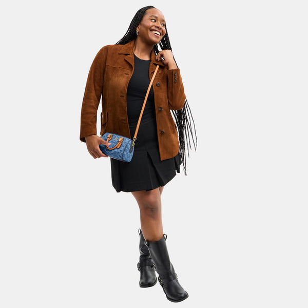 Mini Rowan Crossbody Bag in Signature Denim