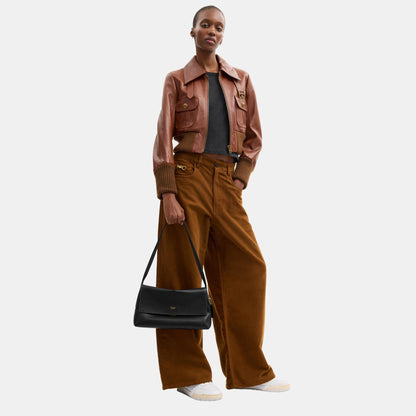CDS58-Natural Grain Leather Chelsea Shoulder Bag 30-B4/Black