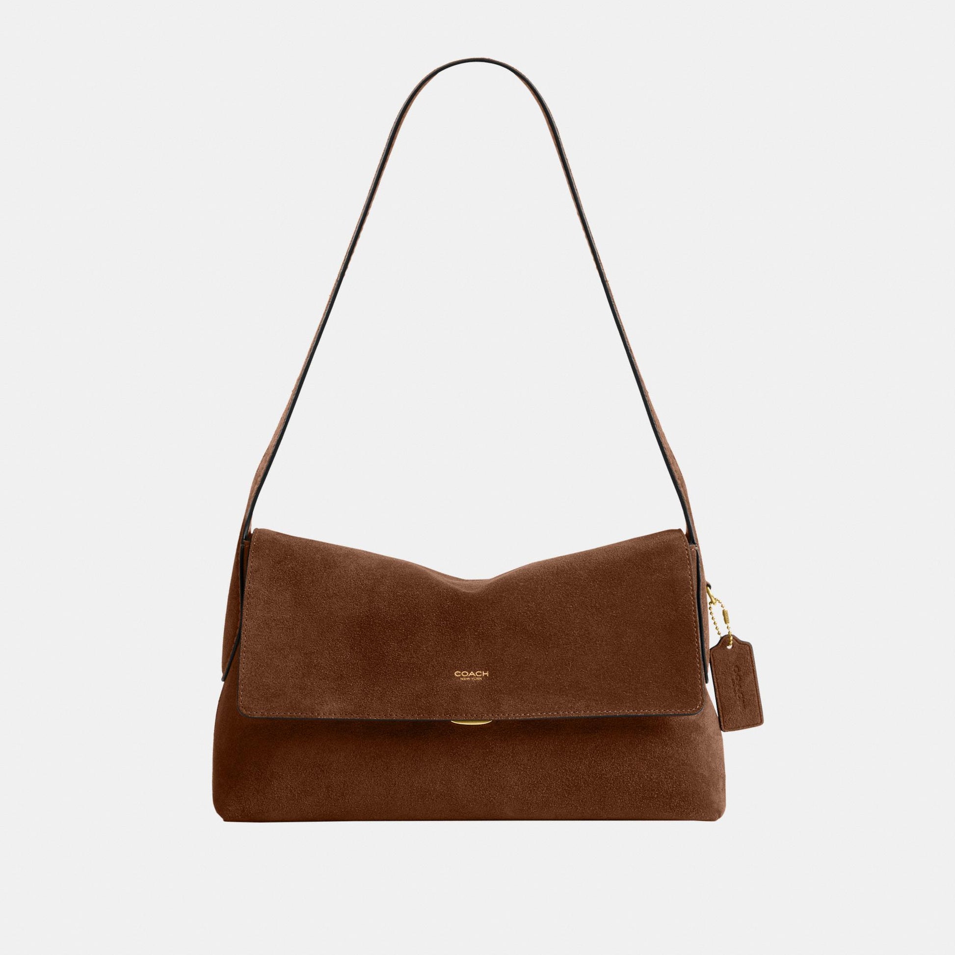 CDS59-Ny Flap Suede Shoulder Bag Sm-B4/Warm Brown
