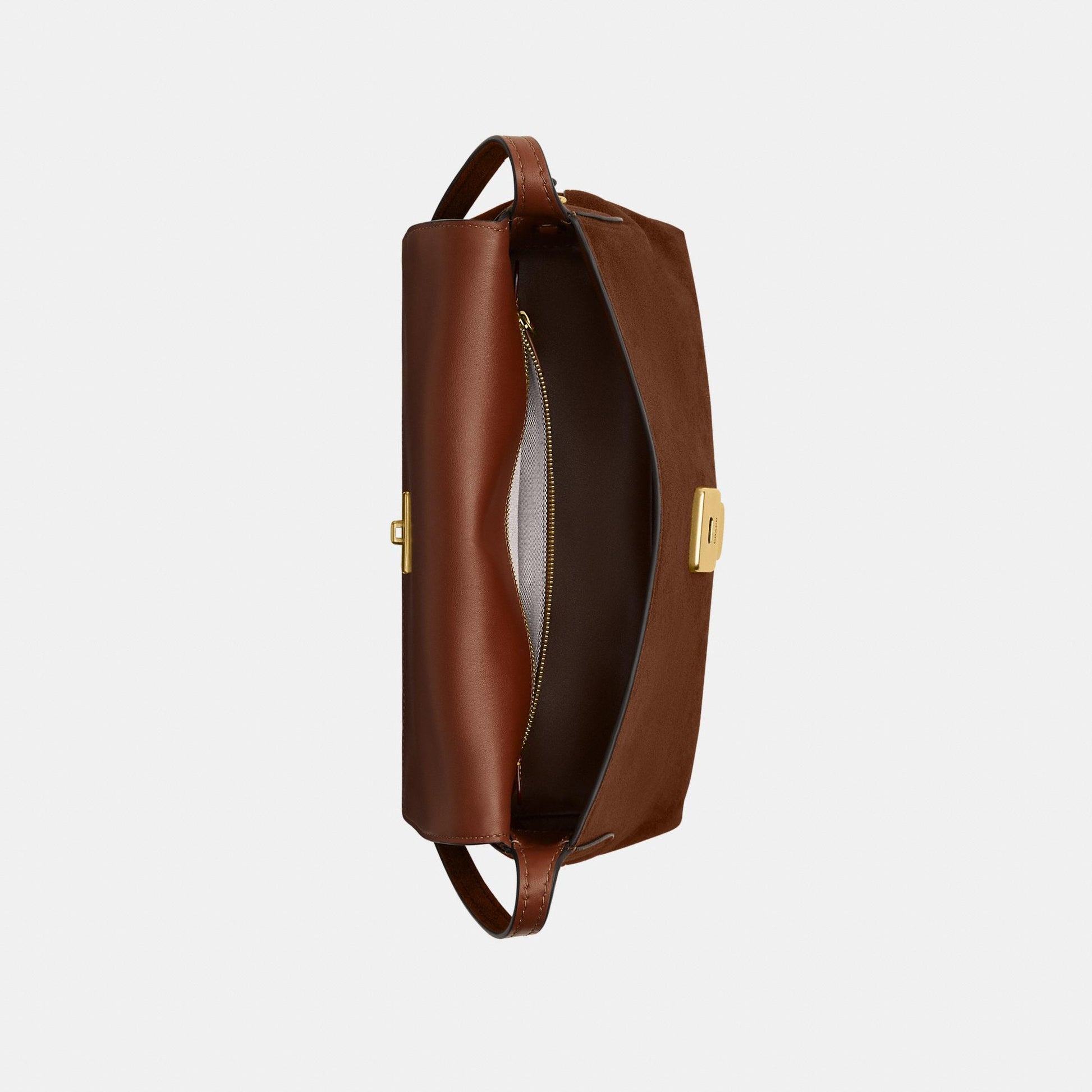 CDS59-Ny Flap Suede Shoulder Bag Sm-B4/Warm Brown