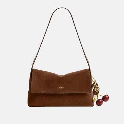 CDS59-Ny Flap Suede Shoulder Bag Sm-B4/Warm Brown