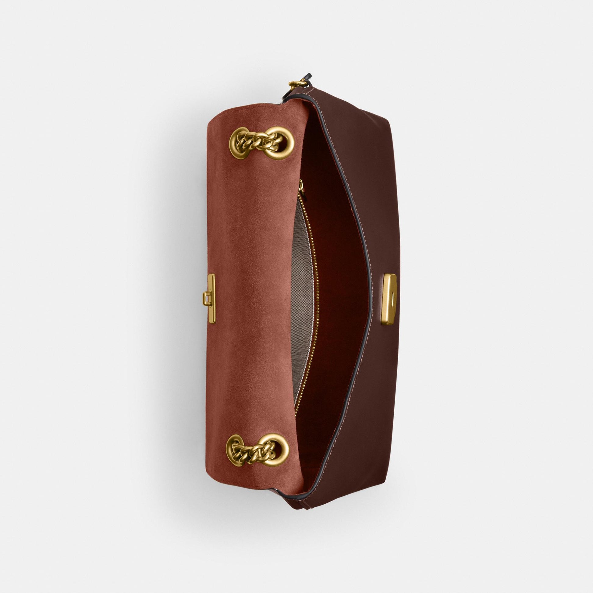 CDS61-Natural Grain Leather Chelsea Shoulder Bag 30 with Chain-B4/Maple