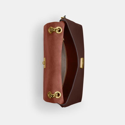 CDS61-Natural Grain Leather Chelsea Shoulder Bag 30 with Chain-B4/Maple