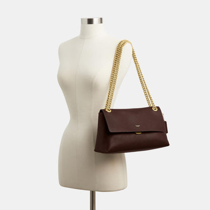 CDS61-Natural Grain Leather Chelsea Shoulder Bag 30 with Chain-B4/Maple