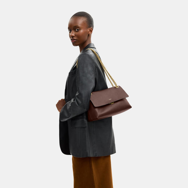 Natural Grain Leather Chelsea Shoulder Bag 30 with Chain