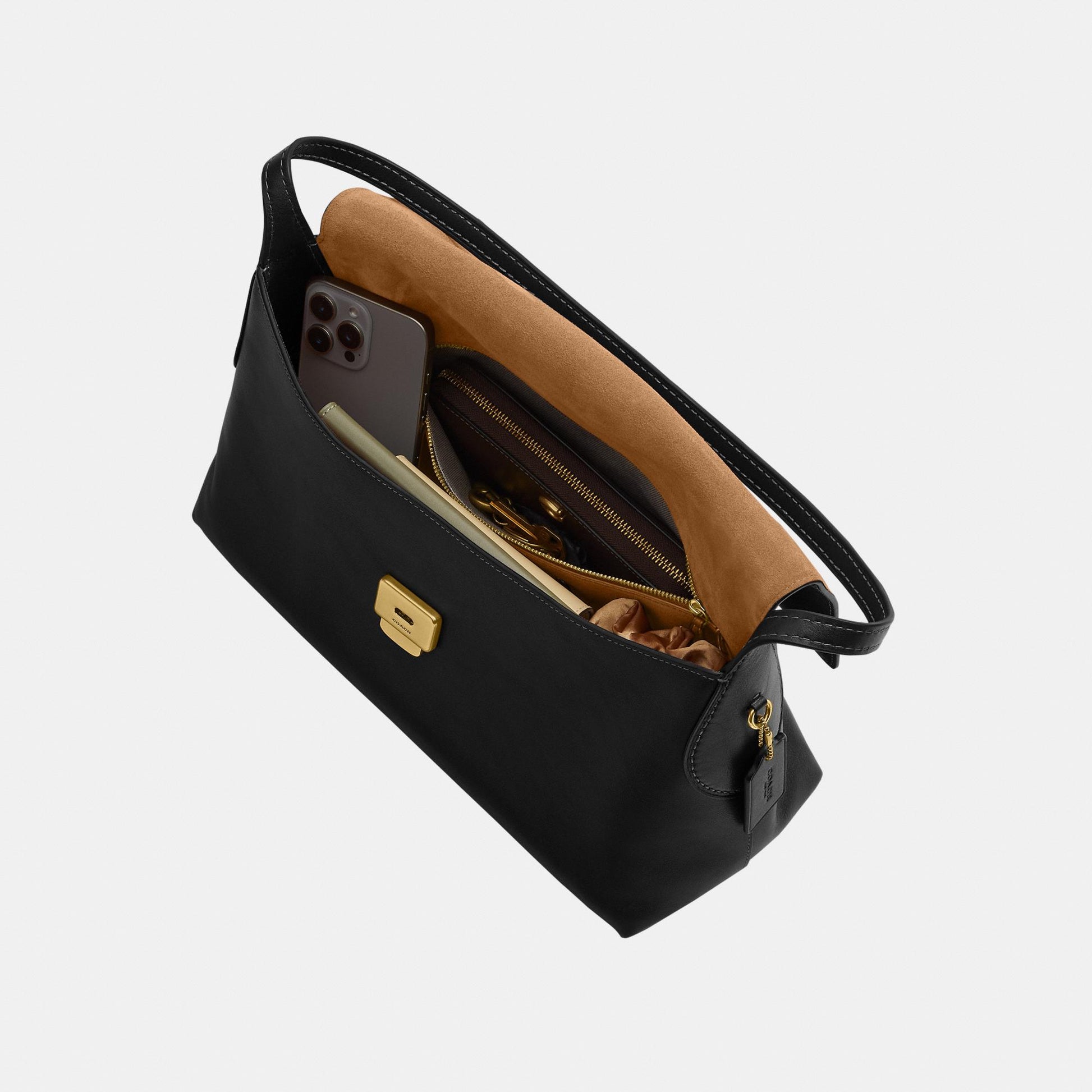 CDS62-Natural Grain Leather Chelsea Shoulder Bag 36-B4/Black