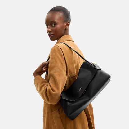 CDS62-Natural Grain Leather Chelsea Shoulder Bag 36-B4/Black